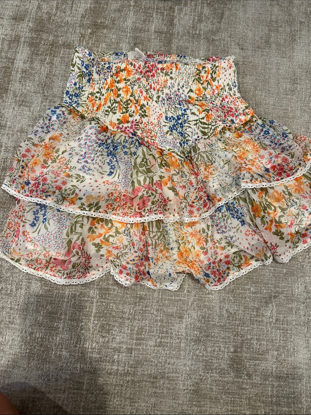 Floral Ruffled Smocked Skirt - Multicolor